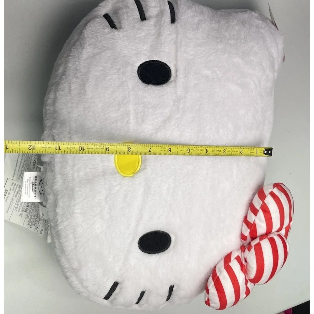 Hello‎ Kitty Pillow Sherpa White Soft Red & White Bow Cat Large New